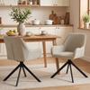 Dining Chairs Set of 2, Swivel Kitchen Chair with Armrests, Metal Frame for Living Room, Dining Room, Beige