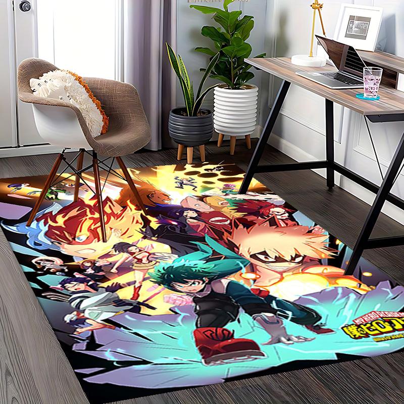 1pc My Hero Academia Chair Mat - Anime Cartoon Design Office Rug, Non-Slip Carpet for Desk, Seasonal Gift, Suitable for Home Decor, Living Room, Bedro