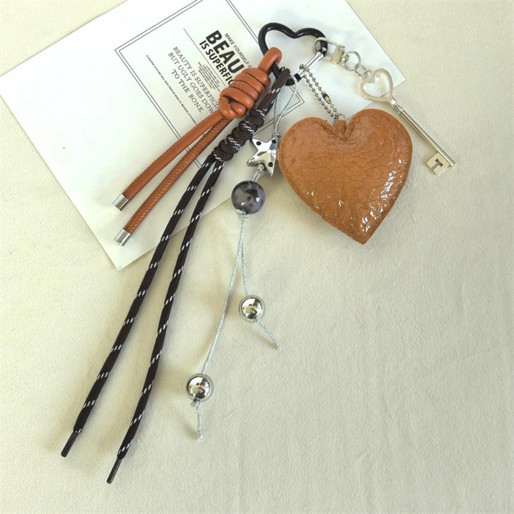 Leather Lovely Heart Key Chain Hanging Handmade Heart Keychain  Girls Couple Girlfriends