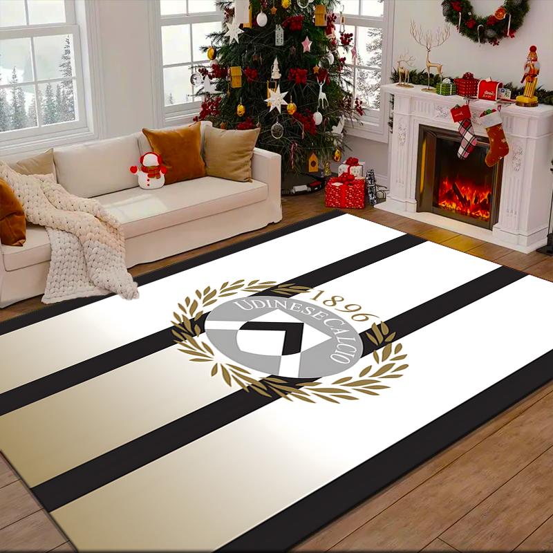 1PC Udinese Calcio Crest Rug Game Carpet, Floor Mat for Bedroom Living Room Entryway Rug, Home Decor Idea Gift for Christmas birthday