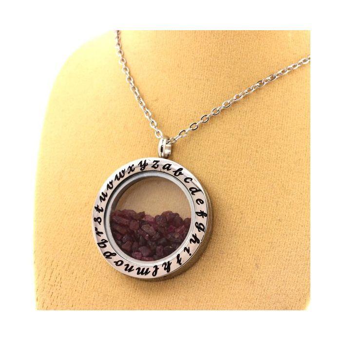 Stones and Minerals. Raw Ruby Necklace. Alphabet Model.