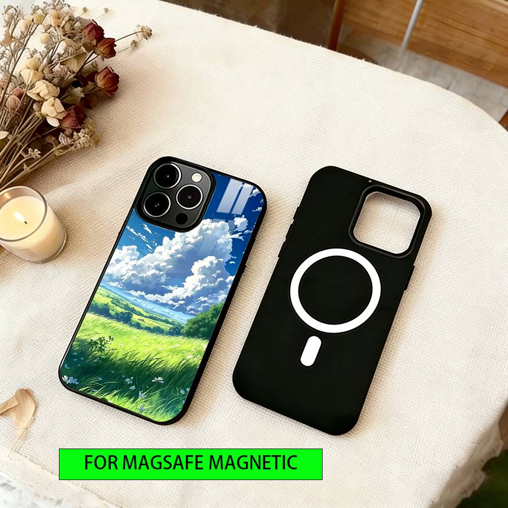 Grassland Phone Case For iPhone17,16,15,14,13,12,11 Plus,Pro Magnetic with Magsafe Wireless Charging