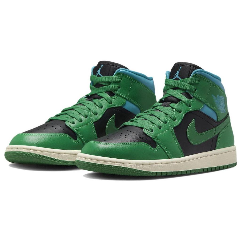 Женские кроссовки Air Jordan 1 Mid Lucky Green Aquatone черные BQ6472-033