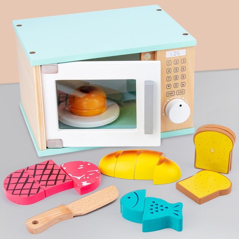 Children's Early Education Educational Simulation Play-house Microwave Oven Bread Baking Dessert Package Kitchen Wooden Toys