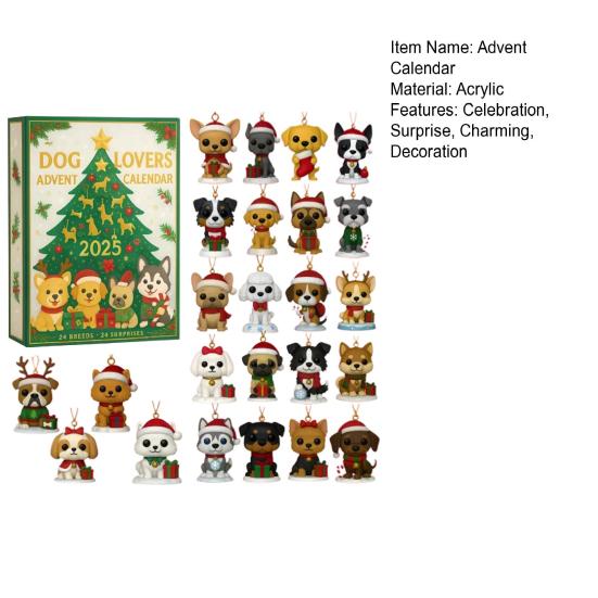 Календарь ожидания для любителей собак, Рождественский календарь обратного отсчета с 24 породами собак, Подарочный набор-сюрприз на щенячью тематику