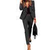 Women's Solid Color Two-Piece Suit Set, Business Casual Blazer with Trousers for Office Commute, Professional Workwear Coord for Modern Workplace