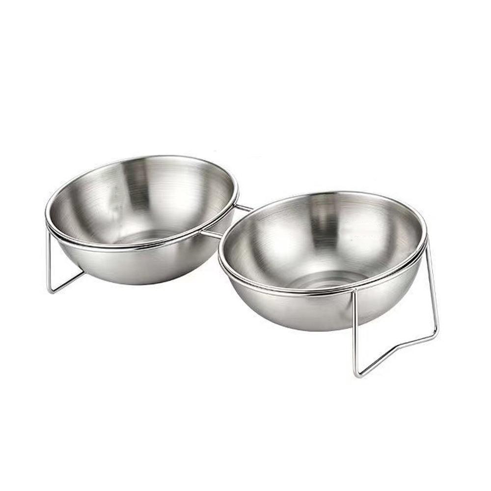 Large Capacity Stainless Steel Cat Bowl Anti-Tipping Double Water Bowls for Kitten