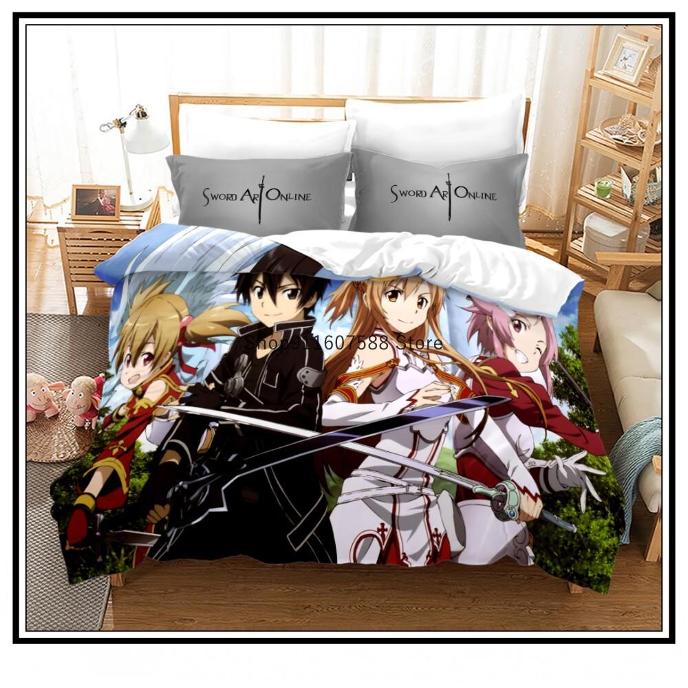 Аниме Sword Art Online Пододеяльники 3D Печатный комплект постельного белья Наволочки для детей Постельное белье Роскошный домашний текстиль