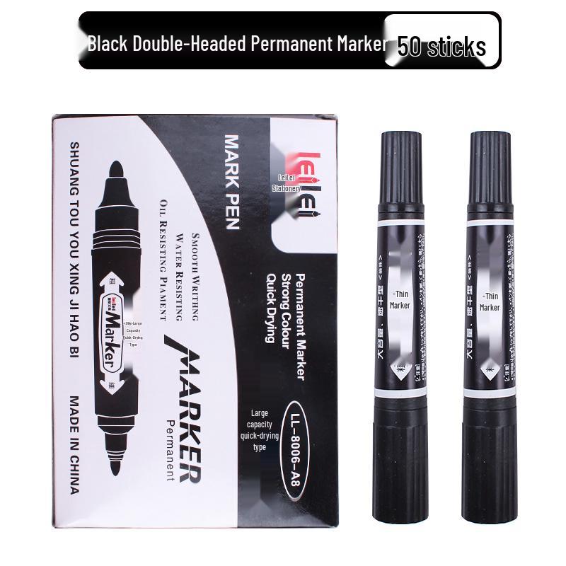 **Двусторонний детский маркер для рисования - Черный/Красный/Синий, Тонкий кончик, На водной основе**