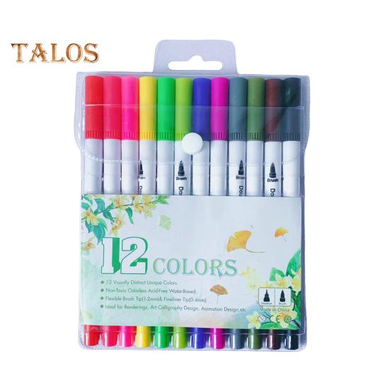 Набор цветных ручек для граффити, цветные контурные ручки, двухсторонняя кисть и тонкие маркеры для письма, раскрашивания в стиле скрапбукинга