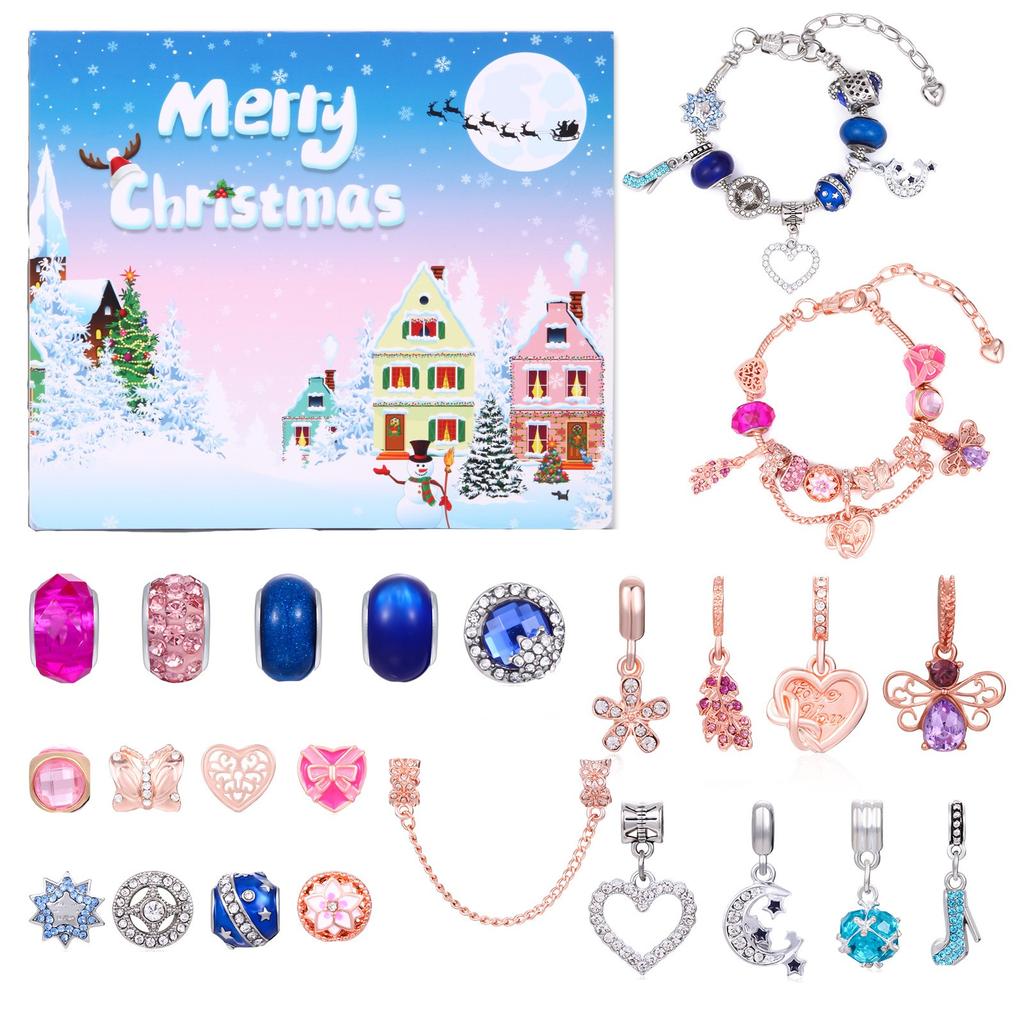 Рождественский календарь Адвент 24-дневный обратный отсчет сюрприз-коробка креативный набор для самостоятельного изготовления браслета из бисера