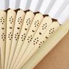 Hand Held Fans White Silk Bamboo Folding Fans Handheld Folded Fan for Wedding, Party, DIY Decoration