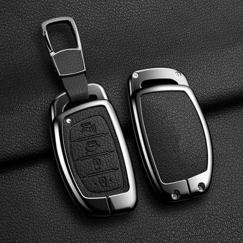 Кожаный держатель для автомобильного ключа из цинкового сплава для Hyundai Tucson Elantra Creta Sonata Ix35 Ix45 I40 I30 I20 I10 Ioniq Accent Creata Брелок