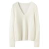 Women's Versatile Deep V-Neck Cashmere Knit Sweater - Long Sleeve