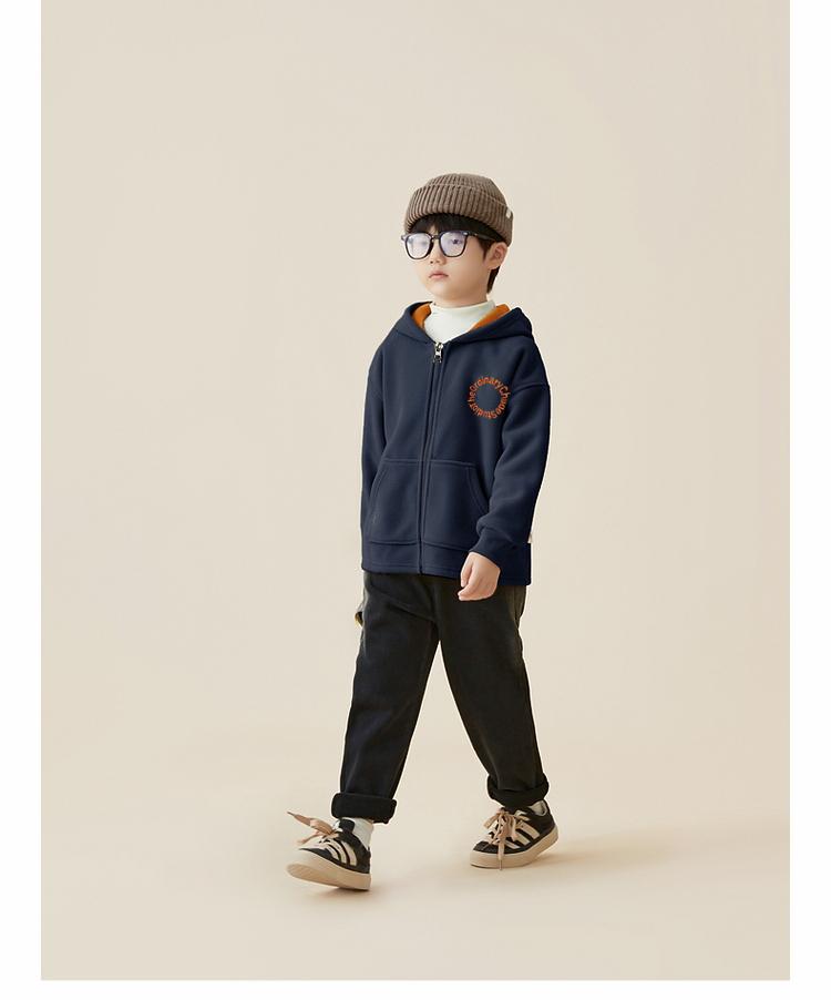 Trendy children's casual fleece hooded jacket (A)