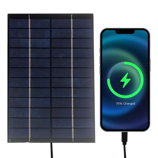 4.2W 12V Solar Panel High-Efficiency PET Lamination Type-C Output 20.5% Conversion Rate Solar Panel for Outdoor Security Cameras