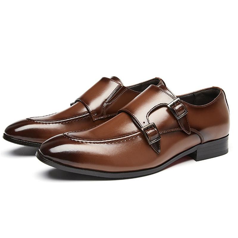 Британский Джентльмен Лоферы Monk Strap Новый Шарм Черные Коричневые Туфли для Мужчин Дизайнерские Формальные Свадебные Туфли для Выпускного Вечера Обувь для Возвращения Домой