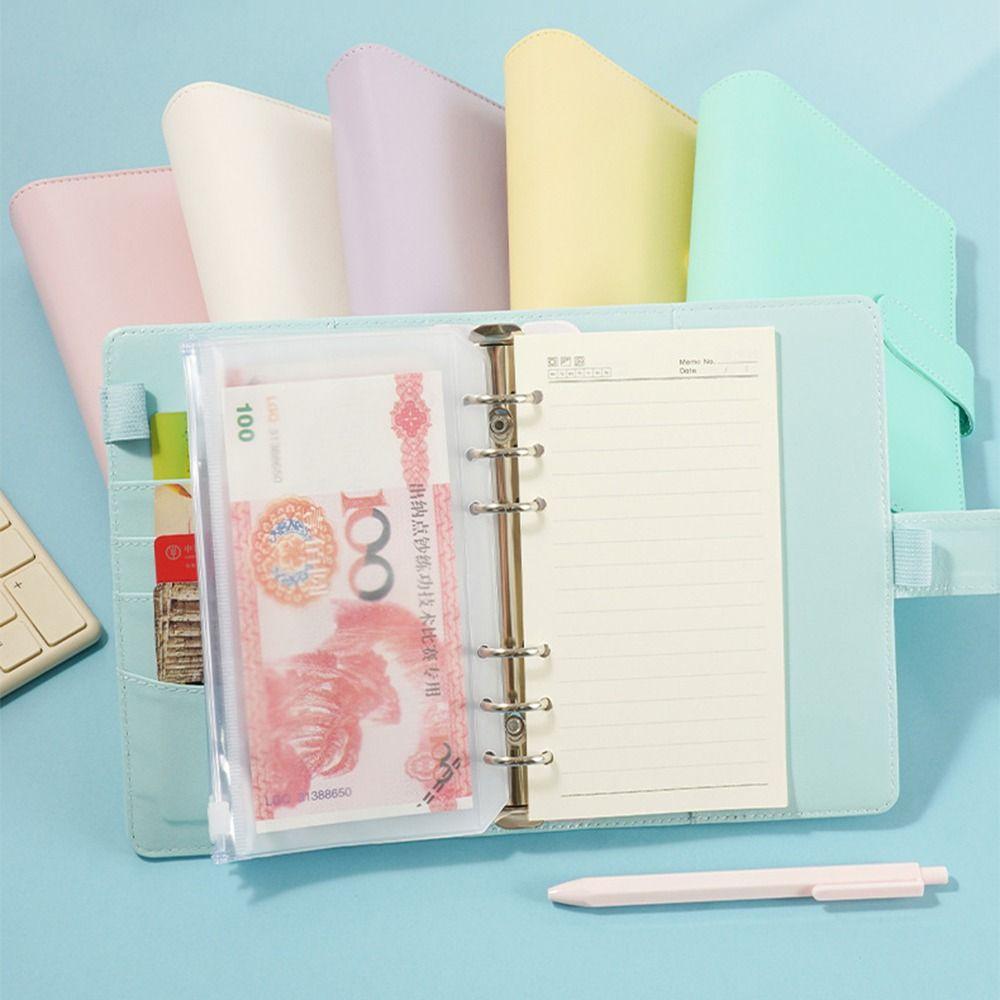 A6 Saving Money Binder Macarone Color Budget Binder Loose-Leaf Notebook Savings Handbook