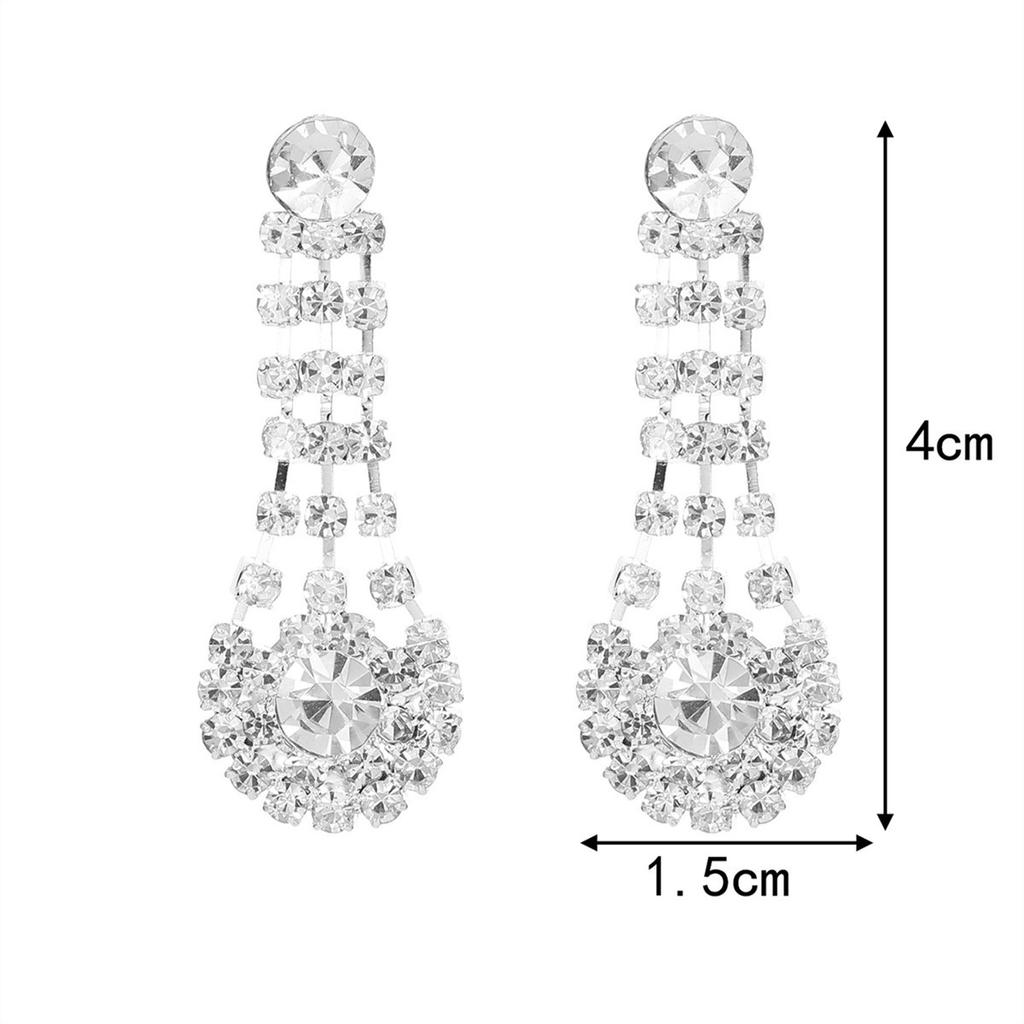 Temperament Shiny Rhinestone Necklace Earrings Two-piece Set, Bridal Jewelry Set, Wedding Dress Accessories