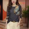 Women's European Style Mesh Base Layer Long Sleeve Print Blouse - Spring & Autumn Fashion