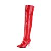 Sexy Thigh High Boots Women's Winter Shoes Zipper Black Red Heeled Over-the-knee Boots Fetish Party Shoes Ladies Large Size