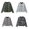 Women Long Sleeve O Neck Buttons Coats Casual Leopard Oversized Jackets Fashion Autumn Winter Outwears