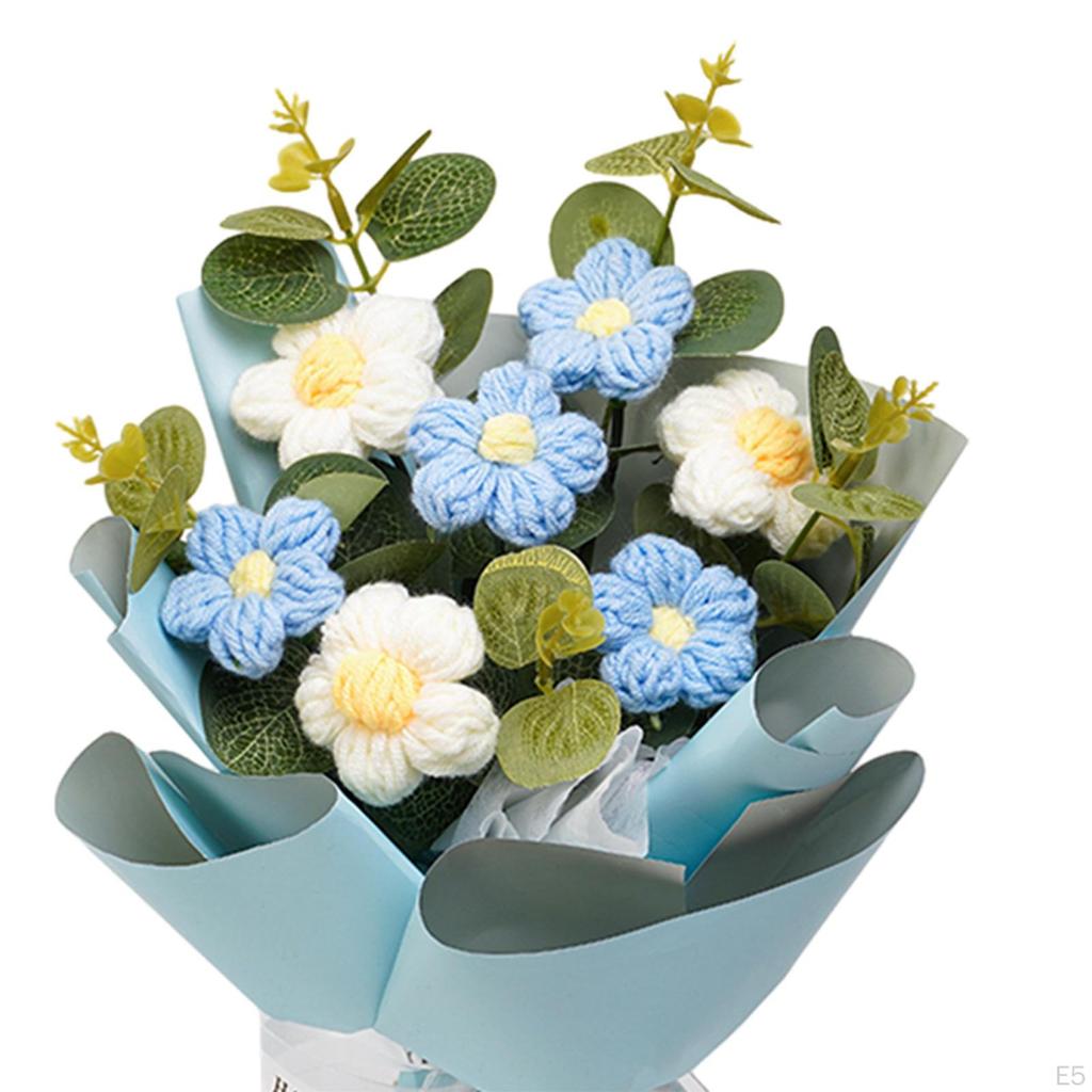 Букет крючком, уже готовый плетеный букет из искусственных цветов на День матери