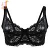 Тонкий Прозрачный Сексуальный Бюстгальтер из Полного Кружева на Косточках Без Подкладки Свежая Регулировка Большой Размер Чашка BC 34-40