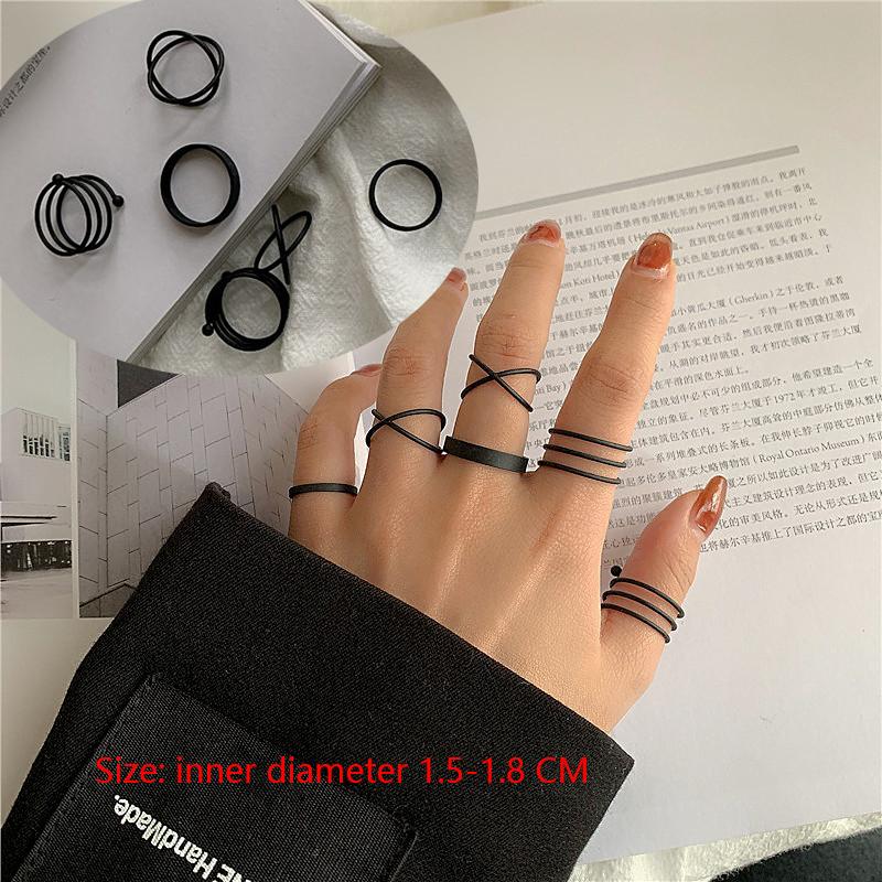 10Pcs Punk Simple Rings Set Zinc Alloy Color Geometric Hollw Wide Ring Set Women's Vintage Joint Hiphop Finger Rings Zircon