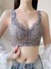 Elegant Floral Lace Push-Up Bra for Women - Soft, Breathable & Lightweight Full Coverage Bralette with Multi-Row Closure, Plus Size Bra