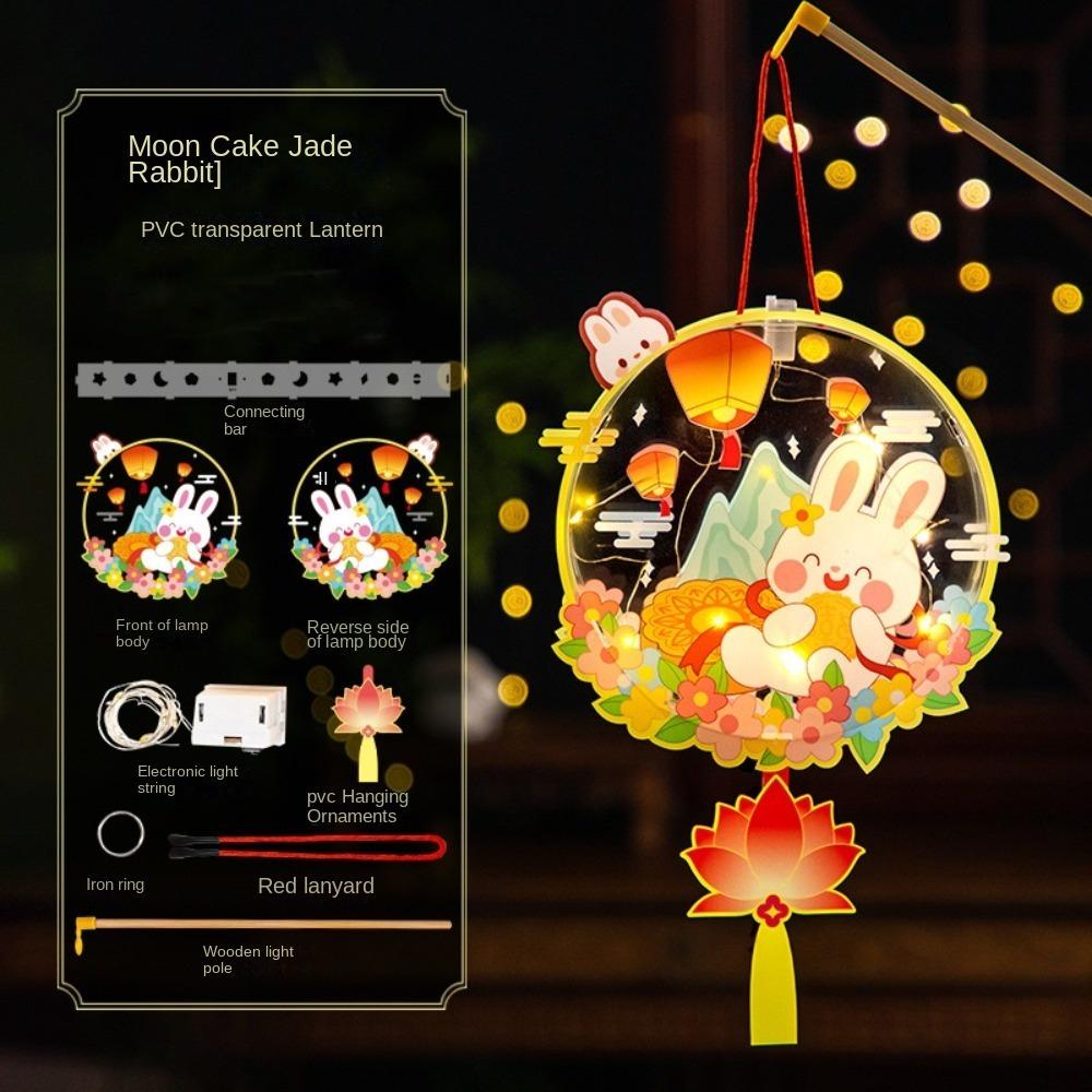 PVC Mid Autumn Rabbit Lantern Chinese Ancient Style Handheld Lantern  Women Children