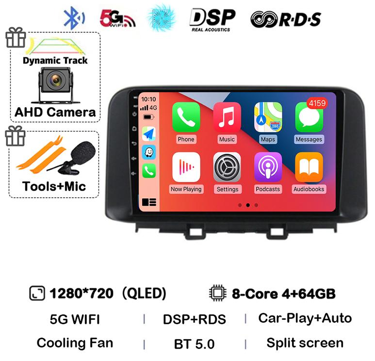 Автомагнитола Android 14 Carplay Auto для Hyundai Encino Kona 2018 2019 2020 2021 2022 GPS Мультимедиа Видео Авторадио Плеер