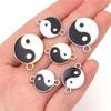 10Pcs/Lot Tai Chi Pattern Charms Alloy Enamel Pendants Double Hole Charms For Jewelry Making DIY Necklace Bracelet Accessories