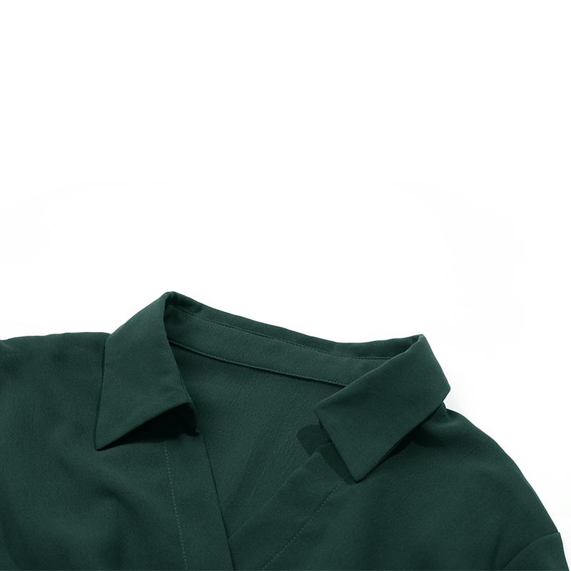 Autumn Winter Long Sleeve Soild V-neck Lace A Line Knee Length Women Dress