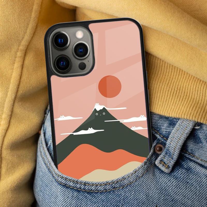 Cat Mount Fuji Japan Wave Landscape Soft Phone Case for iPhone 17 Air 16e Pro max 15 Pro 13 14 Plus 11 12 MagSafe Magnetic Coque