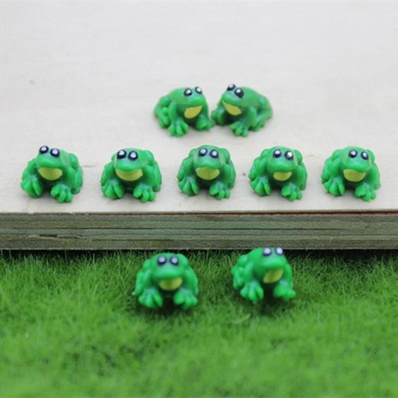 10pcs Mini Frog Figurines Miniatures Garden Decoration Home Resin Little Green Frog 1:12 Doll House Accessories