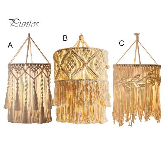 Абажур в стиле бохо с плетением, абажур ручной работы из макраме в стиле бохо, подвесной абажур из хлопковой веревки для спальни, гостиной, декора