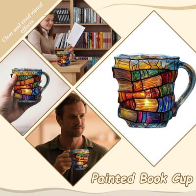 Расписанная кружка-книга, Кружка для кофе из цветного стекла ручной работы,