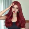 Новый винно-красный длинный кудрявый синтетический парик | модный пышный парик с крупными волнами и микрозавитками, дышащий
