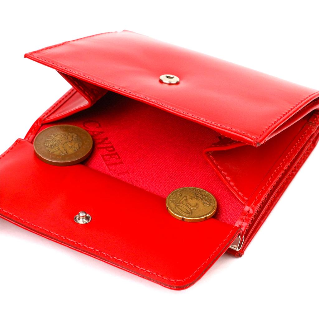Яркий кошелек для женщин среднего размера из натуральной гладкой кожи CANPELLINI 21814 Красный