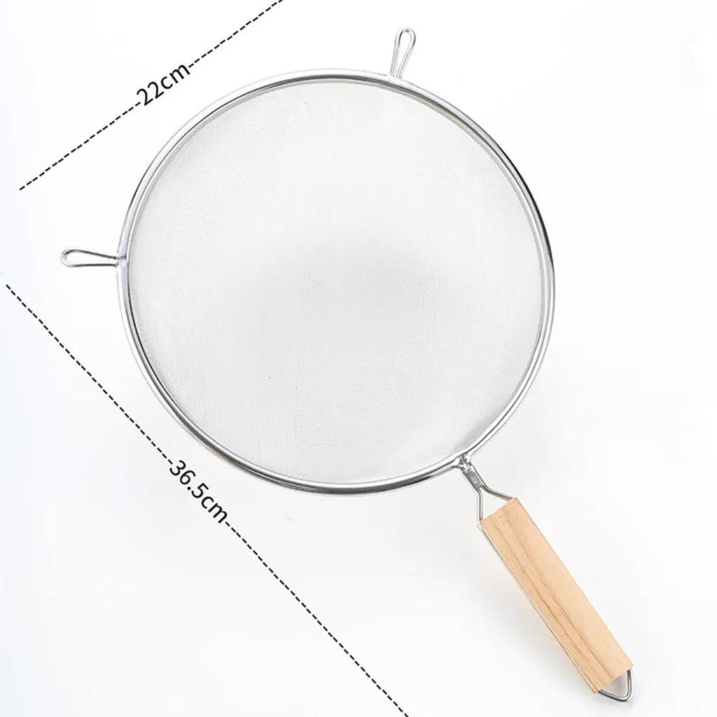 Большой фильтр-дуршлаг из нержавеющей стали с деревянной ручкой, двухухий, ложка для жарки, бытовая кухонная утварь, сетка для лапши, дуршлаг