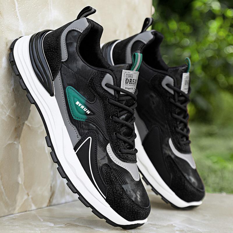 Men's shoes spring and summer sports shoes men's 2026 new leather waterproof and non-slip black casual shoes men's running dad shoes