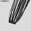 INCERUN Men Summer Mesh See Through Pants Summer Striped Long Trousers
