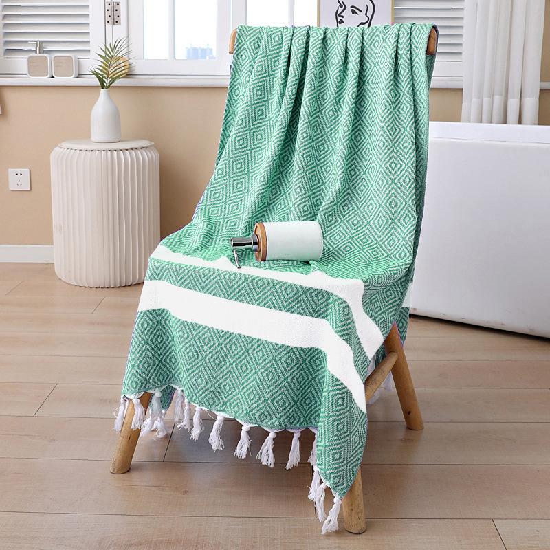 Кисточка турецкое пляжное полотенце можно добавить логотип хлопковое впитывающее банное полотенце для плавания солнцезащитное пляжное полотенце