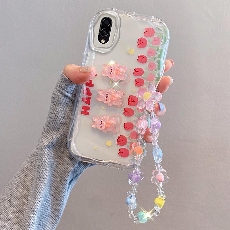 Силиконовый чехол для Samsung A20, M02, A03, A52S: Милый дизайн куклы из мультфильма, защита от падения, цветочный браслет для женщин