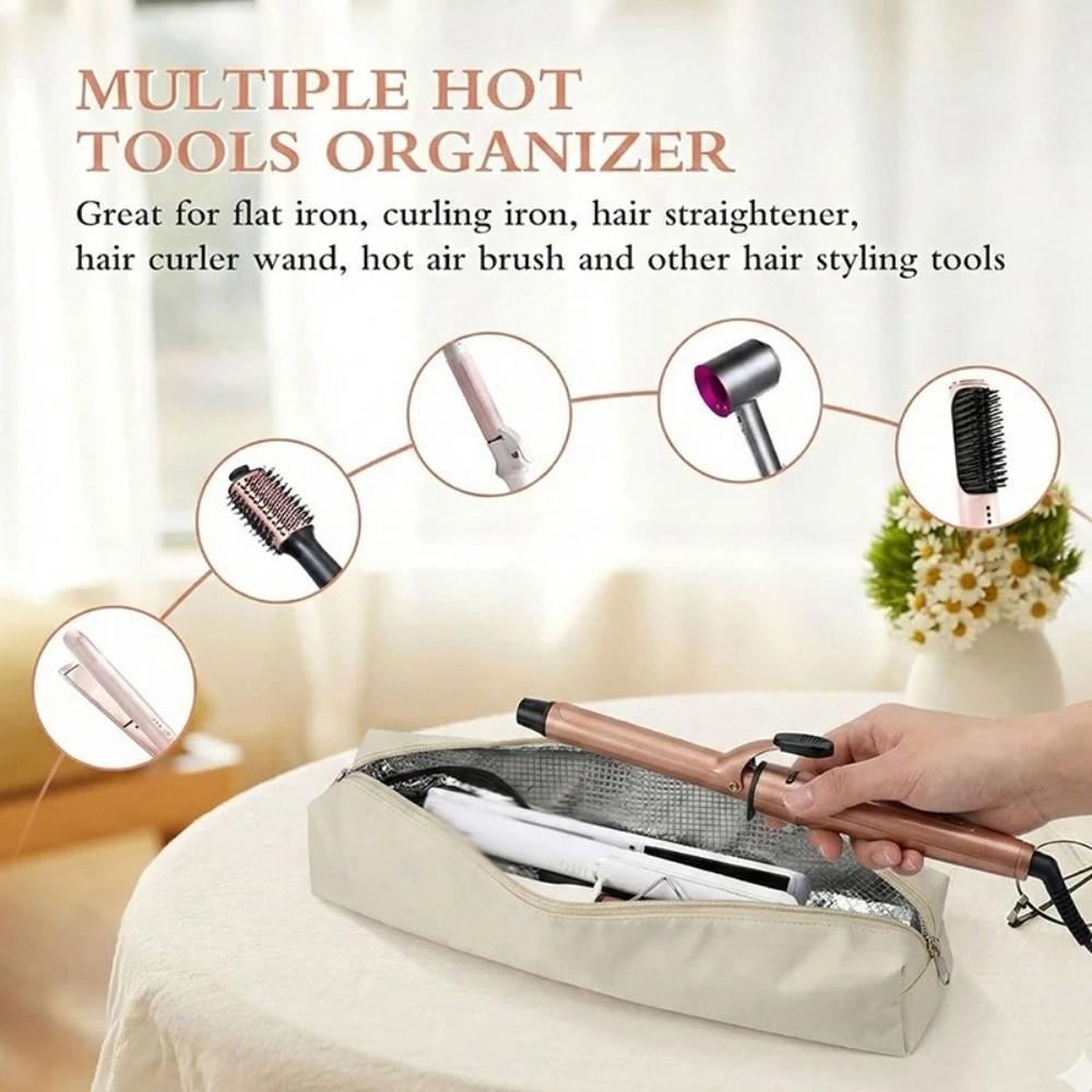 Heat Resistant Curling Iron Bag Portable Cosmetics Bag Durable Stationery Organizer Travel Use