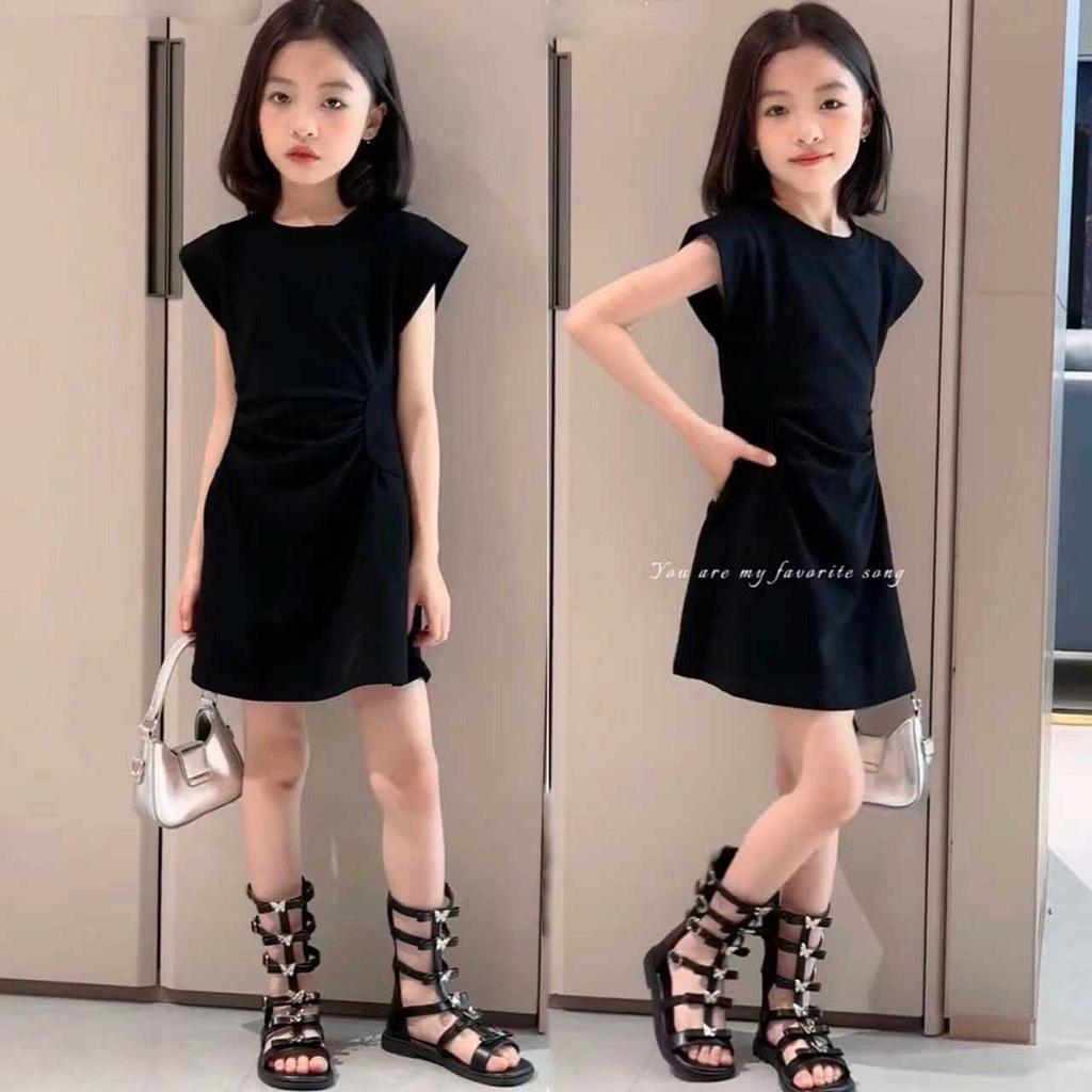 Korean-Style Girls' Sleeveless A-Line Dress - Summer Waist-Fit Fashion for Middle & Big Kids