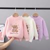 Child Sweater Autumn Winter Pullover Tops Girls Round Neck Sweaters Velvet Cartoon Long Sleeve Knitted Shirt