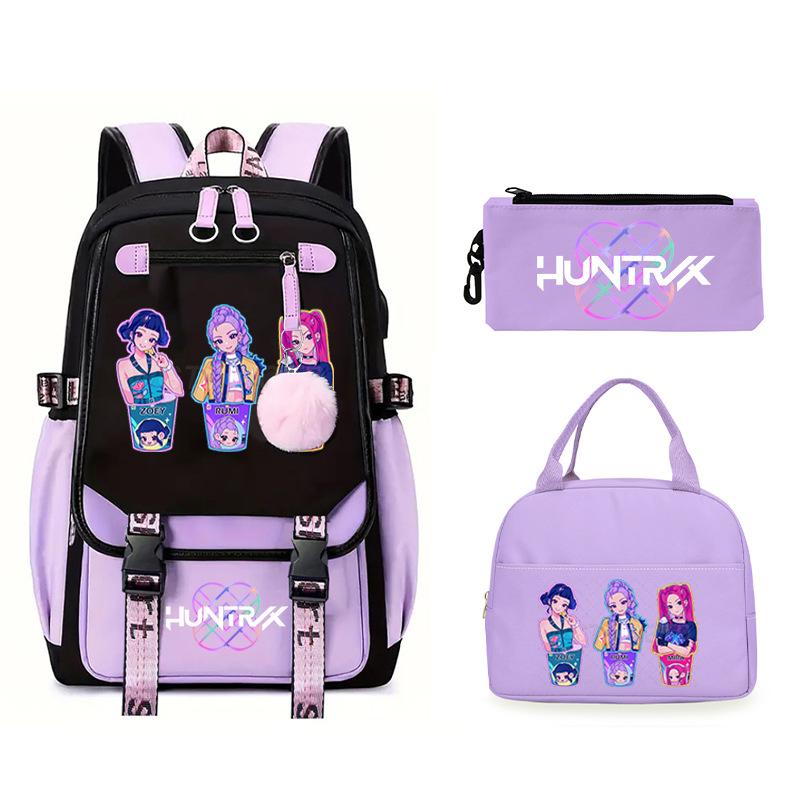 KPop Demon Hunters Rumi Anime Merchandise Backpack and Pencil Case Convenient Backpack for Couples for Business Trips and Travel