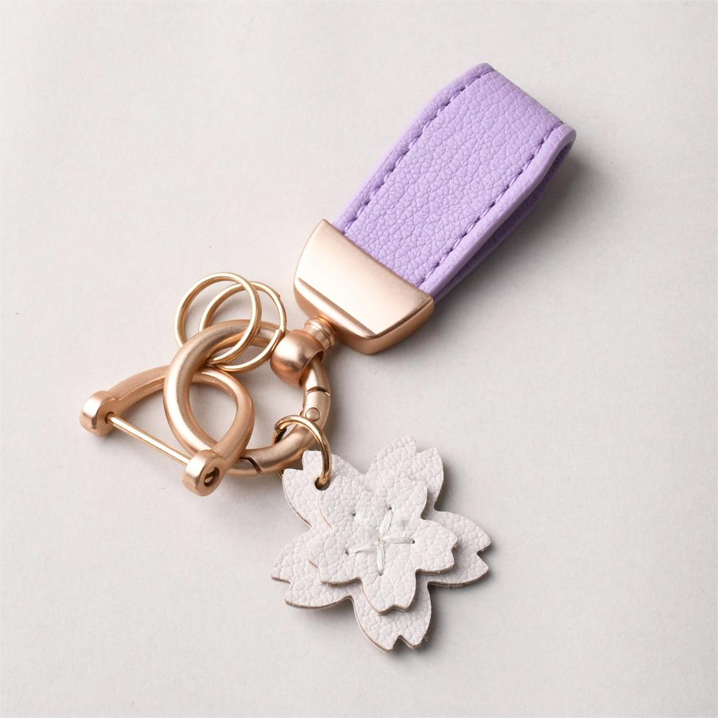 Модный брелок для ключей, роскошный металлический короткий кожаный цветок, автомобильный брелок, подвеска, раздельный брелок, женский брелок, аксессуары